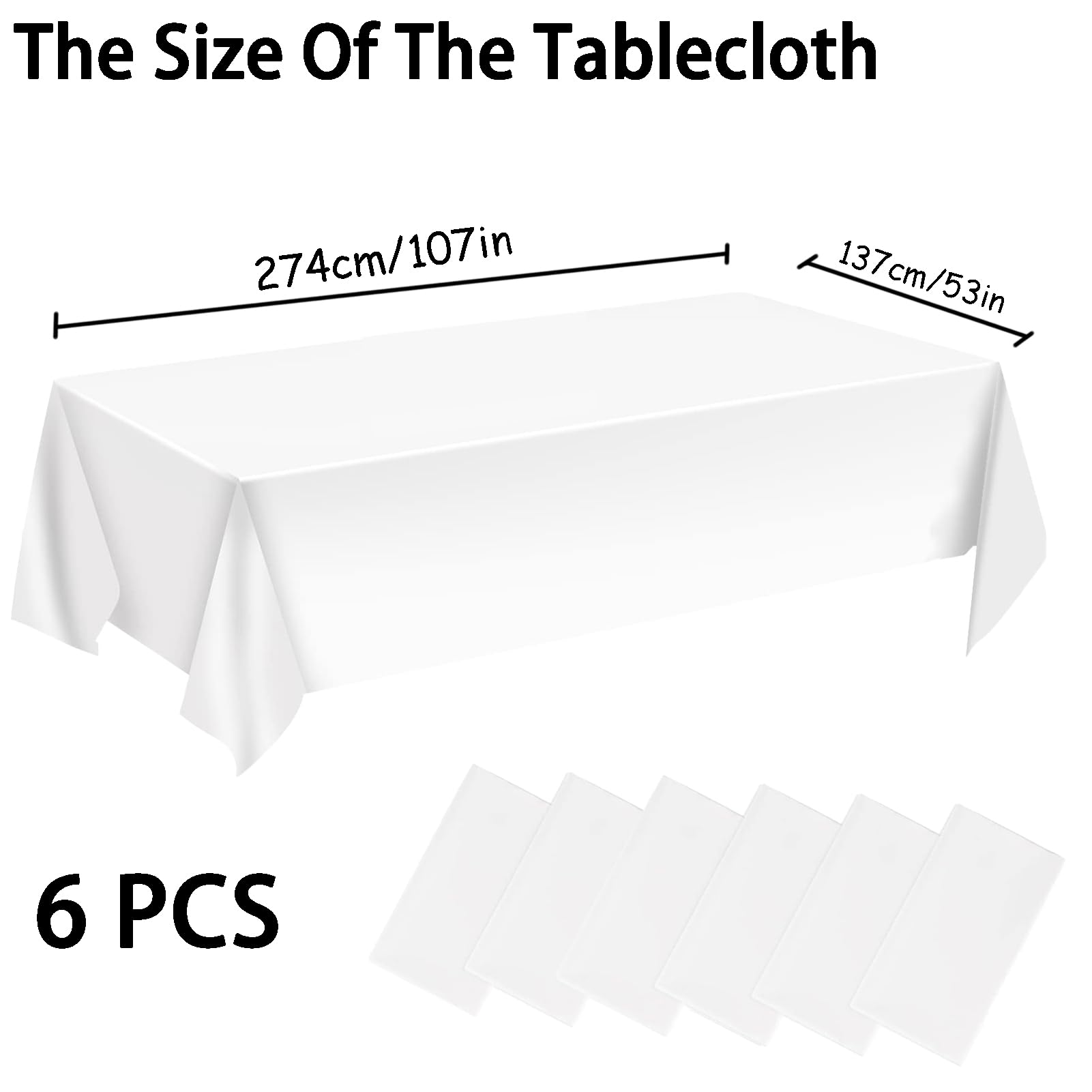 NAMIS 6 Pezzi Tovaglie Bianche, Rettangolare Tovaglia 137 x 274 cm, Tovaglia Antimacchia,Tovaglia Ideali per Decorare Tavoli In Occasione di Compleanni, Lauree e Matrimoni