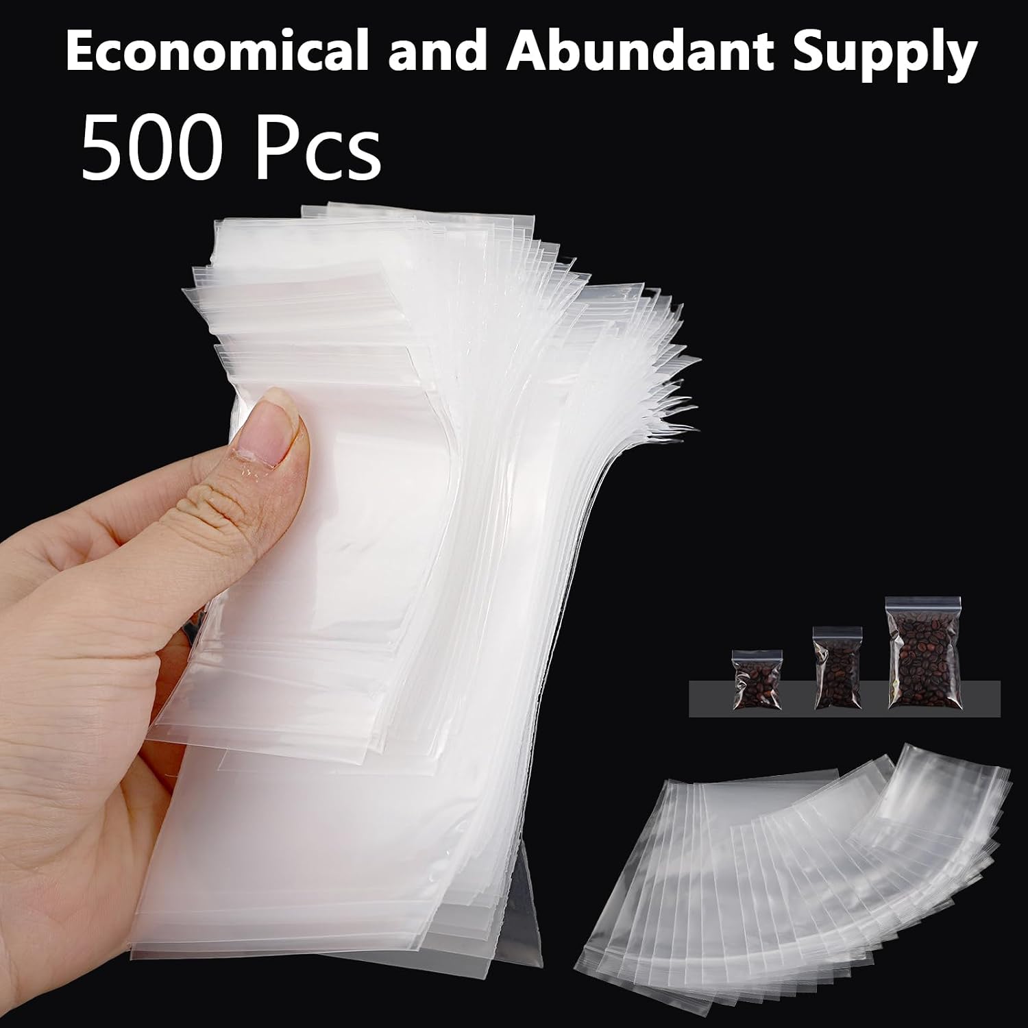 500 Pcs Small Plastic Bags, 2x2 / 2x3 / 3x4 In, 2 Mil, Resealable image 4