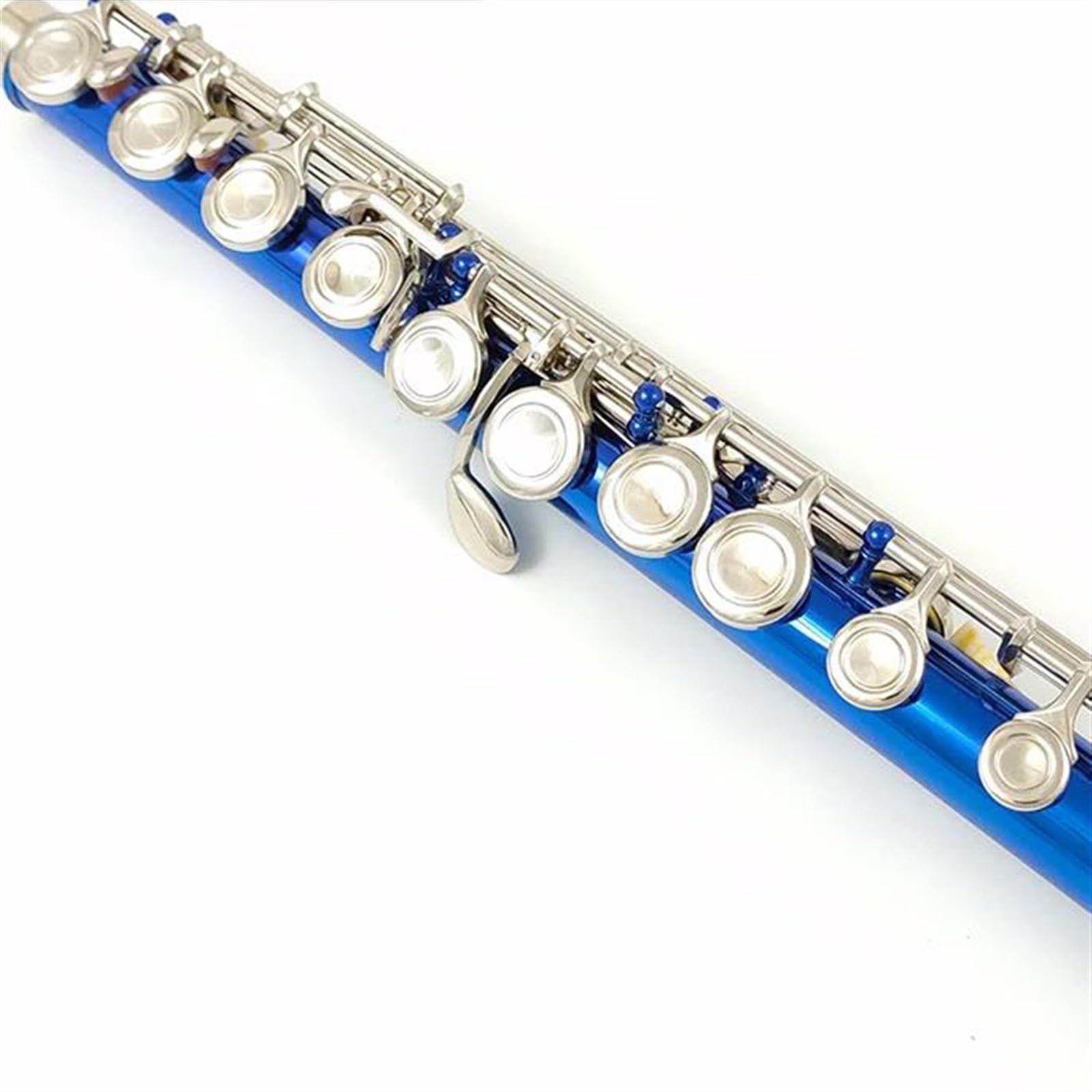 Flauto Traverso Flauto Placcato In Nichel Blu Con Chiave E 16 Fori Ravvicinati Chiavi C Strumento Cupronichel