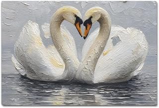 OTVEE Watercolor Swans Pattern Canvas Art Wall Painting Decor for Dining Room Living Room Bedroom Bathroom Office Home Decor 8"x12"