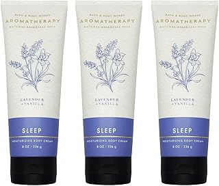 Bath & Body Works Aromatherapy Sleep Lavender + Vanilla Body Cream with Natural Essential Oils, 8 oz each - 3 Pack