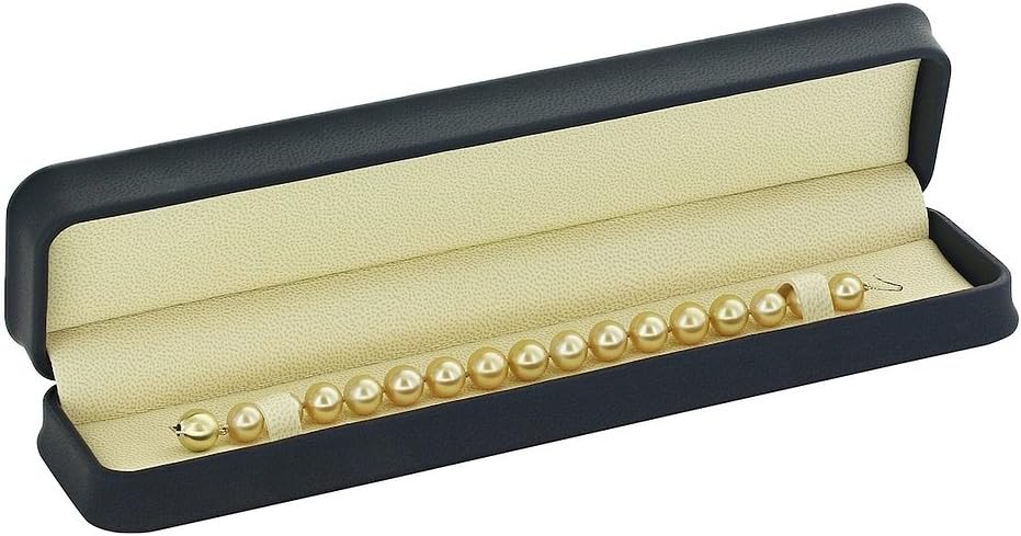 The Pearl Source 14K Gold 9-10mm Round Genuine Dark Golden South Sea Cultured Pearl Bracelet for Women