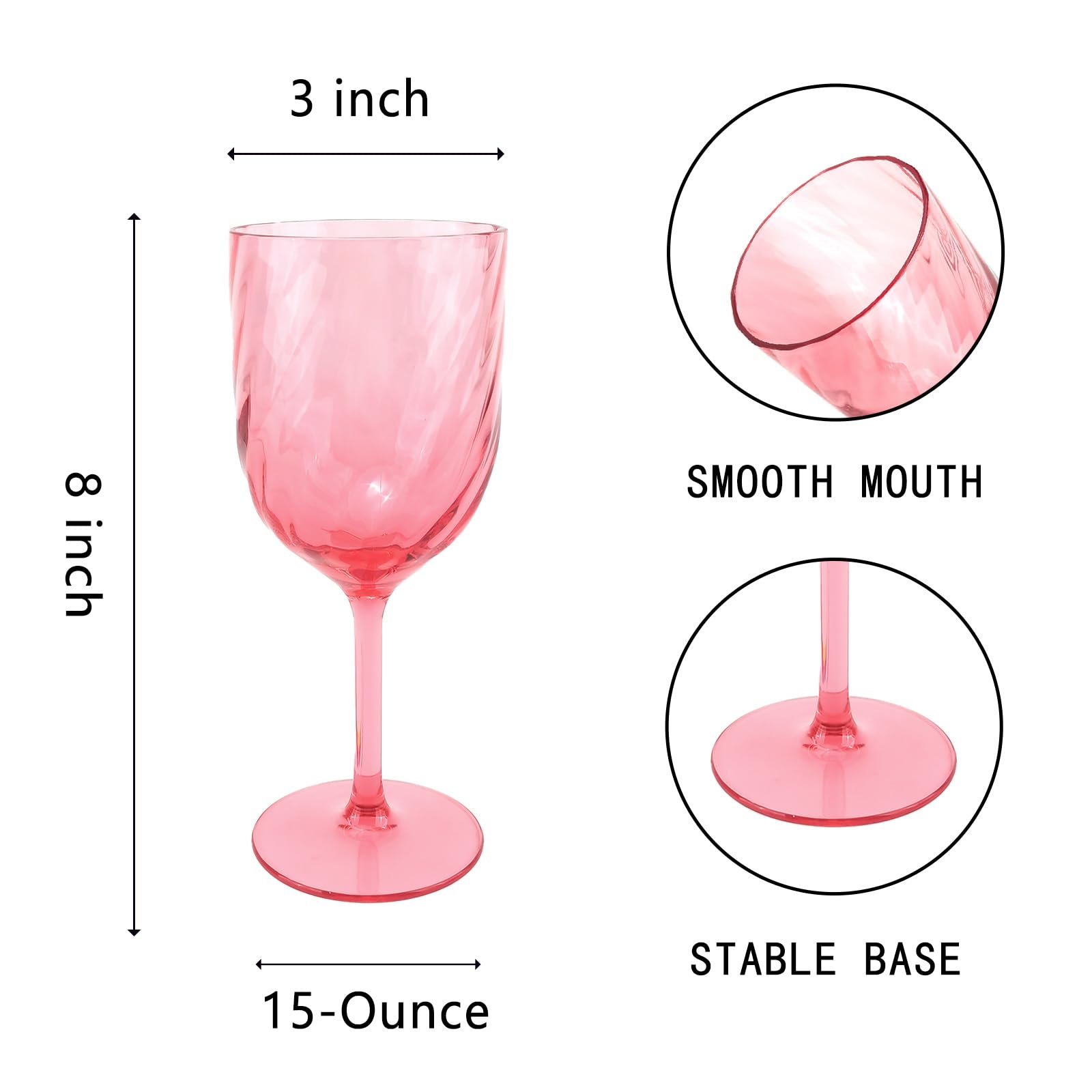 Set di 6 bicchieri da vino infrangibili, in acrilico, per interni ed esterni, senza BPA, infrangibili (multicolore)