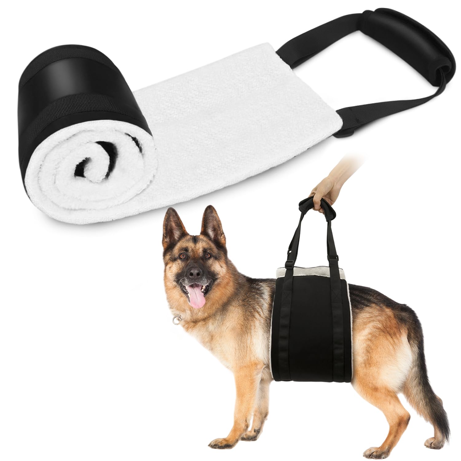 Dog Lifting Harness Adjustable Dog Sling for Back Legs Hip Support Dog Mobility Aids for Canine Aid Arthritis Old K9 Senior Injured Disabled Dog Rehabilitation Joint Injuries(Black, Extra Large)