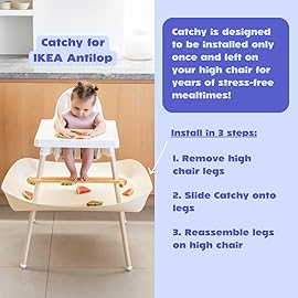 CATCHY -Food Catcher-Compatible with IKEA Antilop High Chair + 11 Other High Chairs- Highchair Sold Separately -Baby & Toddler Food & Mess Catcher-Premium Linen Inspired - Under High Chair Accessory