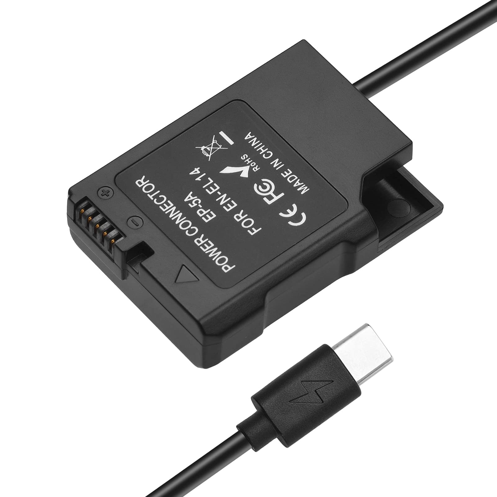 Andoer EN-EL14 Dummy Battery USB-C Coupler adapter Dummy Battery Coupler ze sprężyną USB typu C kabel zasilający zamiennik do Nikon D3100 D3200 D3300 D3400 D3500 D5100 D5200 D5300 D5500 DF P7100 P7100