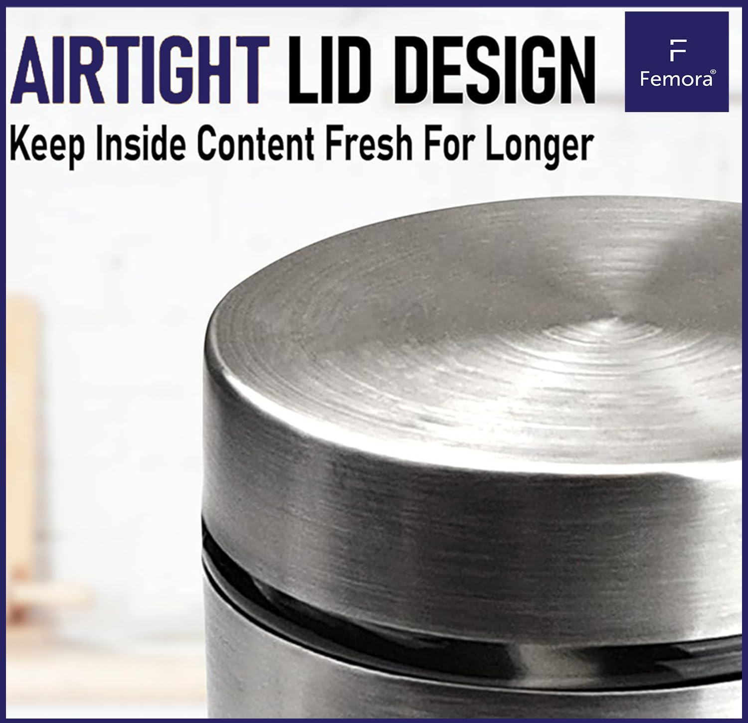 Femora Airtight Glass Jars 700ml Set of 4 | Silver Stainless Steel Lid | BPA Free & Food Grade | Rust Free | 1 Year Lid Warranty | Kitchen Storage for Snacks, Masala, Spice, Pickle, Cookies 4