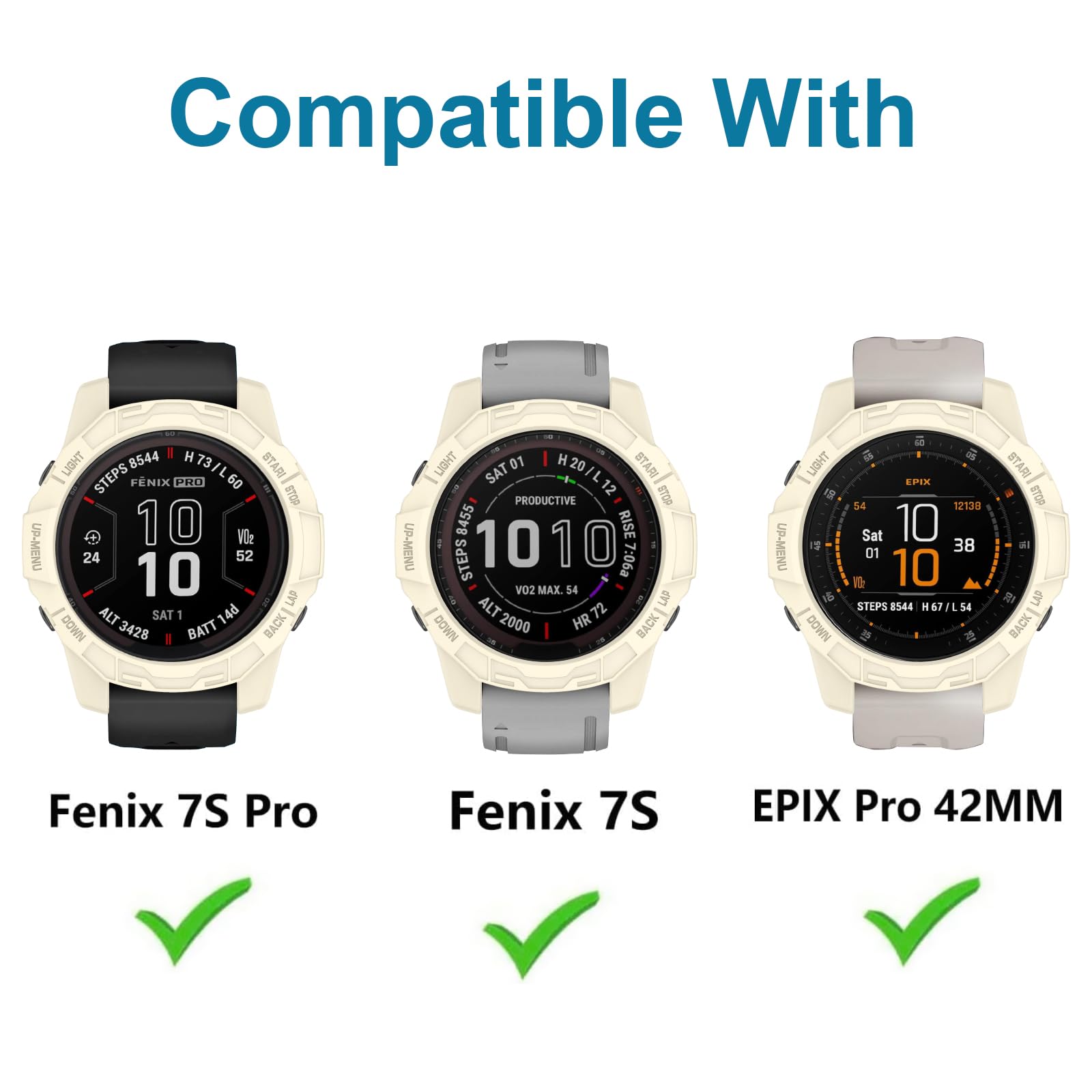 Protective Case for Garmin Fenix 7S 42mm, Silicone Protective Watch Case Cover Shell - Image 2