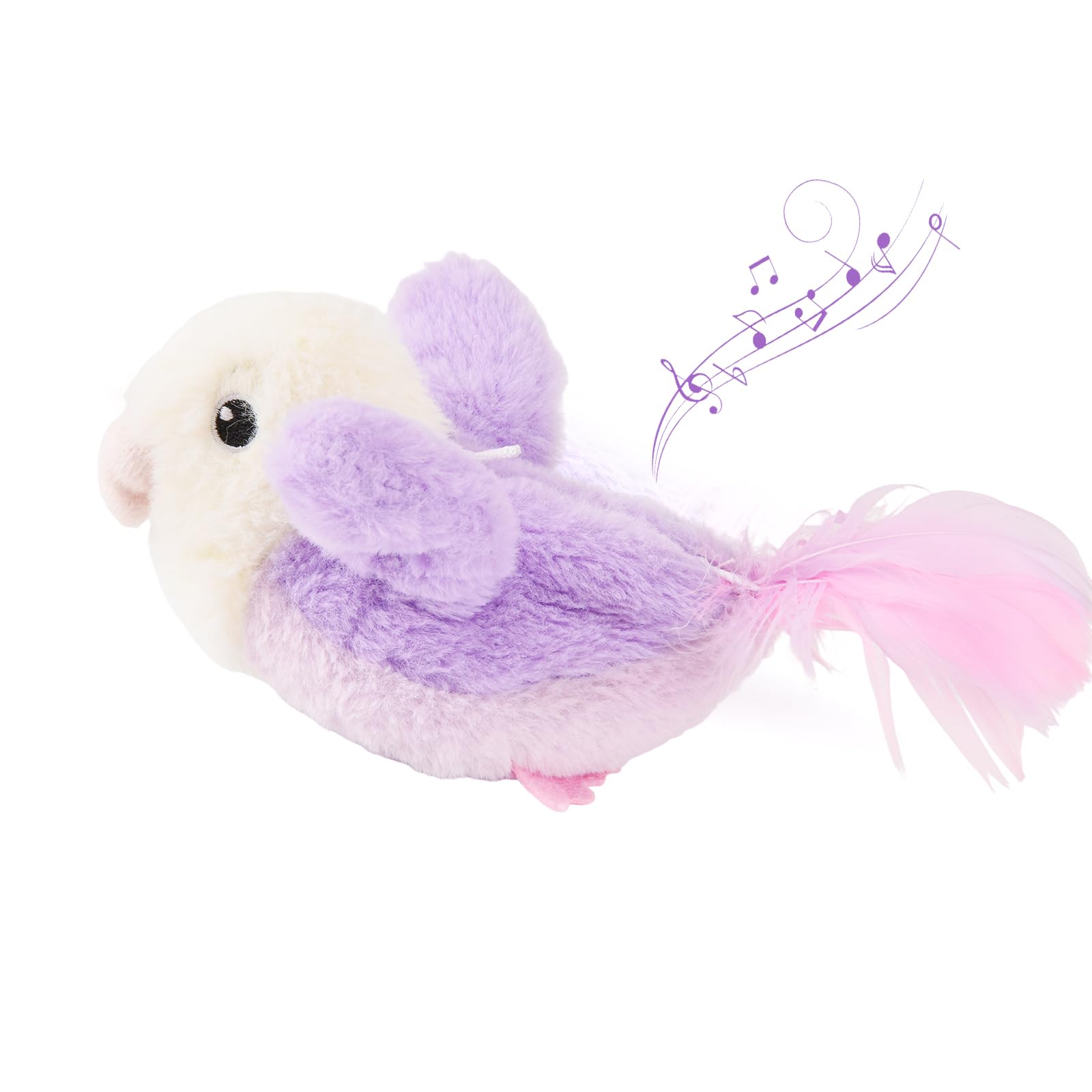 AUSCAT Flappy Bird Cat Toy, Simulated Chirping Bird Cat Toy with Flapping Wings, Rechargeable, Interactive Catnip Toys for Indoor Kittens, Purple (No Flying)