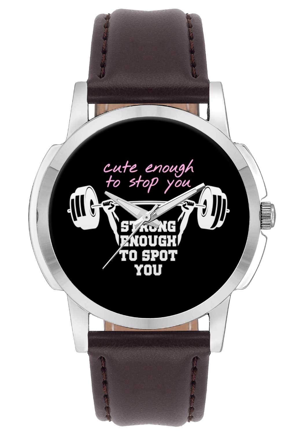 BIGOWL Wrist Watch - Strong Barbell Curl Quirky Quote Analog Mens and Boys Wrist Watch - Unique Analog Quartz Leather Band Wrist Watch (B01IPL4PIS) Amazon Price History, Amazon Price Tracker