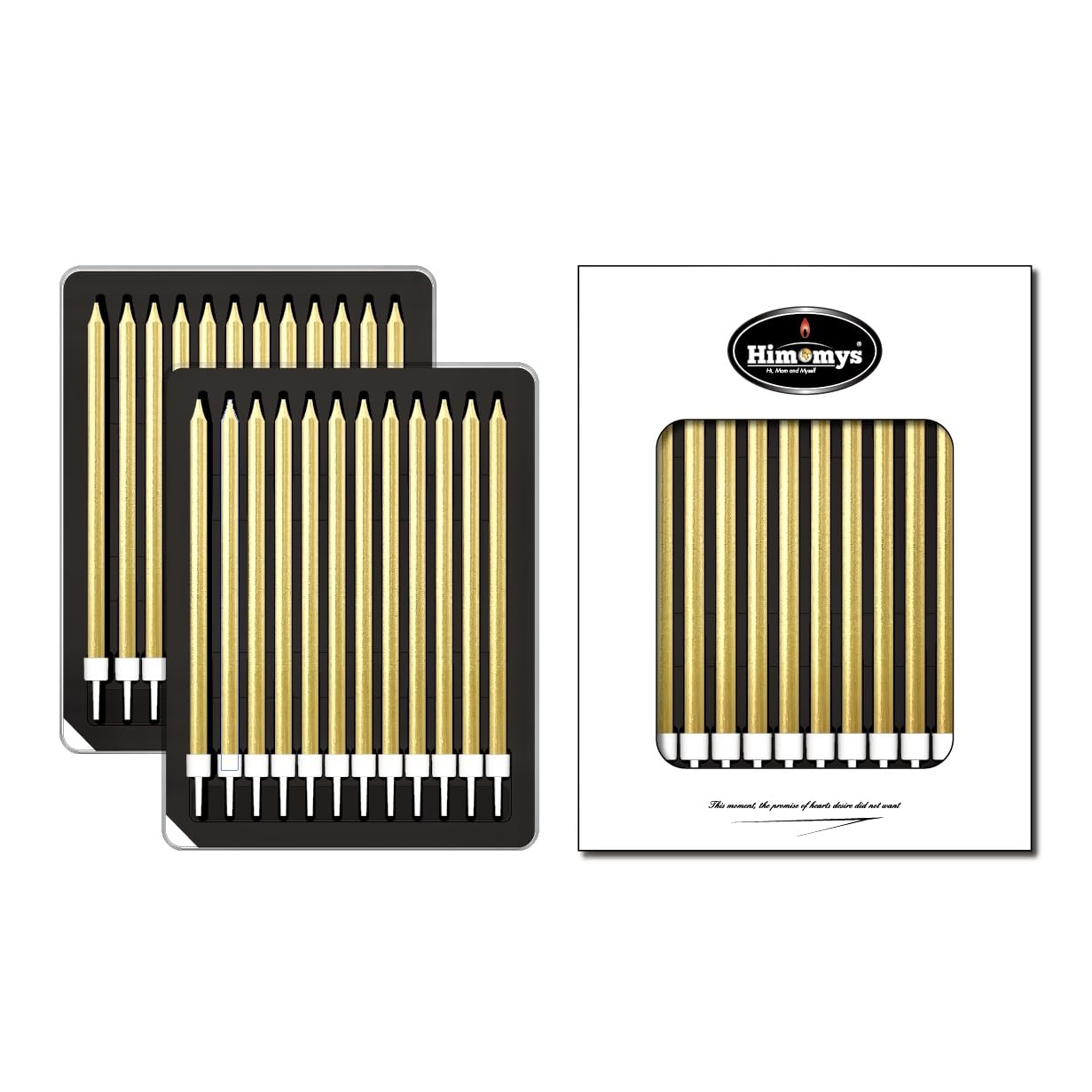 Himomys Birthday Candles for Cake Long Thin Cupcake Candles for Birthday, Wedding Party Decorations (24, Gold)