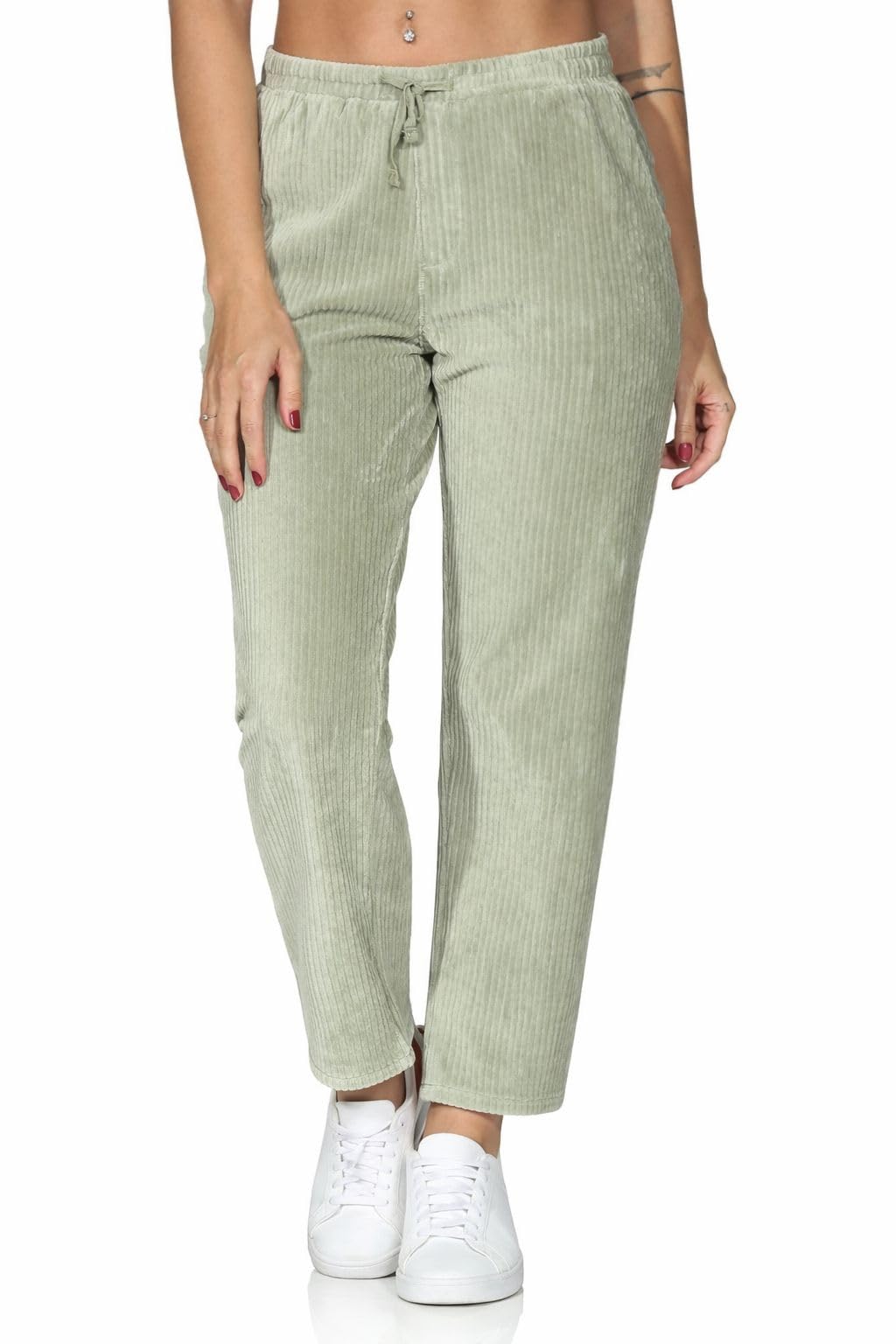 Sublevel Damen Cord-Hose Damenhose Freizeithose gerades Bein LSL-536