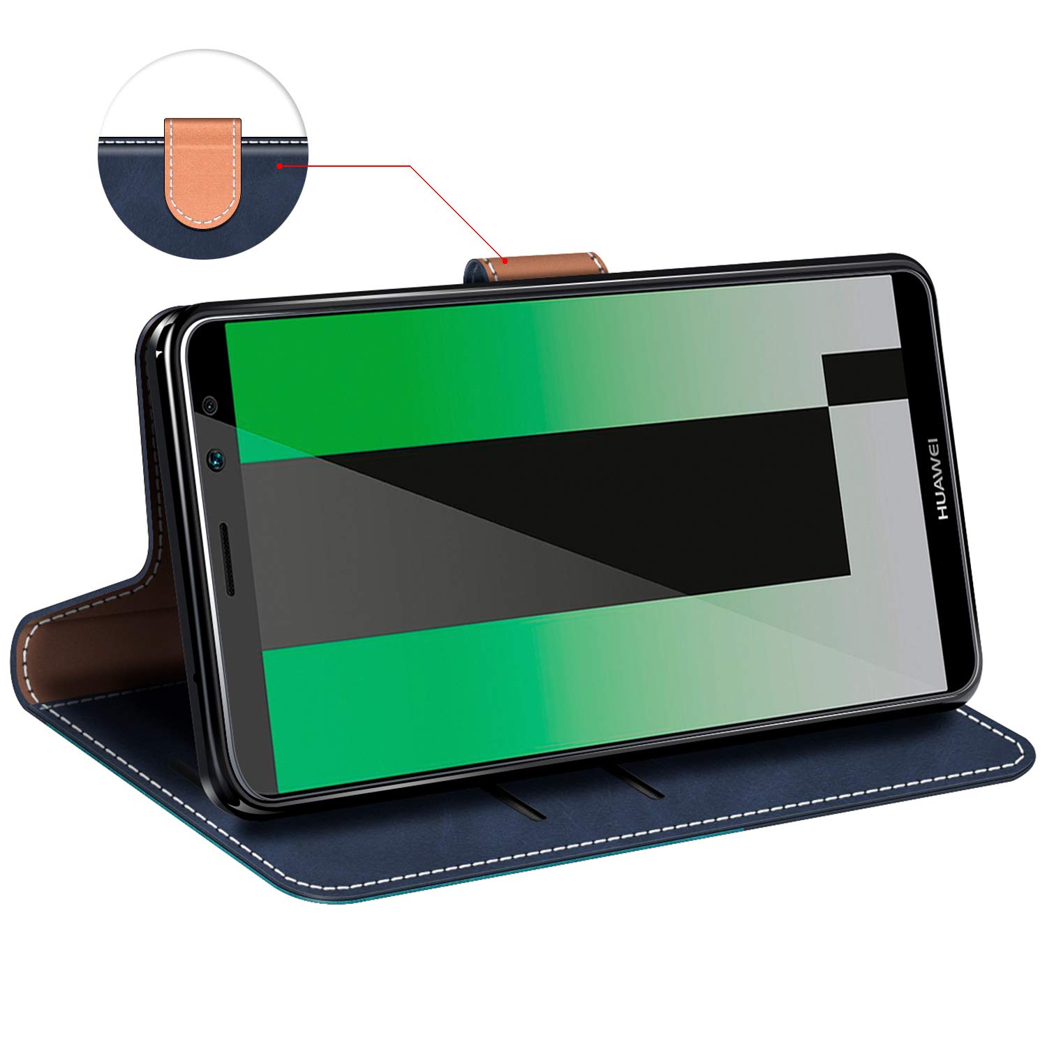 MOBESV Custodia A Libro Per Huawei P10 - Cover In Pelle Con Slot Carte E Supporto, Nero