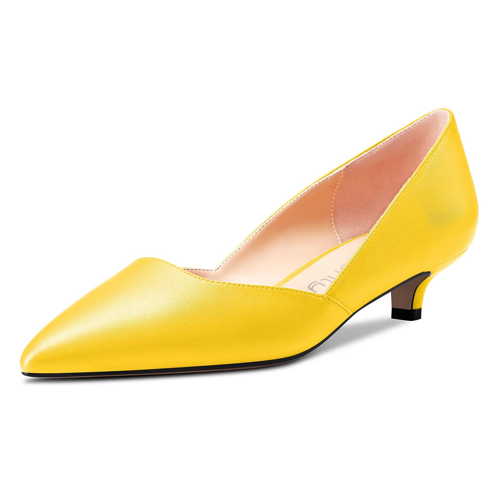 NobleOnly Donna Gattini Basso Tacco Heel a Punta Pumps Slip-on da Matrimonio Ufficio 3.5 CM Heels