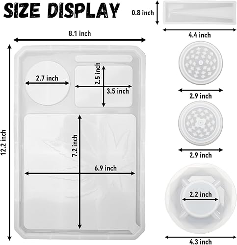Miniatura 5 de Molde de bandeja rodante de 5 piezas para molinillo de resina para moler y almacenamiento, kit de moldes de silicona grandes para bricolaje para