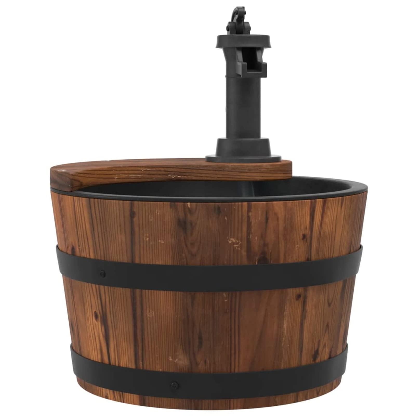 Gecheer Gartenbrunnen mit Pumpe, Brunnen, Wasserbrunnen für Gartendekoration, Wasserfontäne Zierbrunnen, 28x28x34,5 cm Massivholz Tanne
