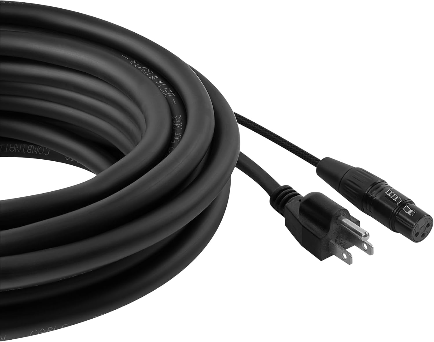 Audiopipe 33Ft Siamese Cable AC Power & XLR Microphone Cable (EX-PROX-SIM-10) with 14AWG Power Wire and 23AWG Audio Cable, Pure Copper, Heavy Duty, for Studios, Pro Sound, DJ's