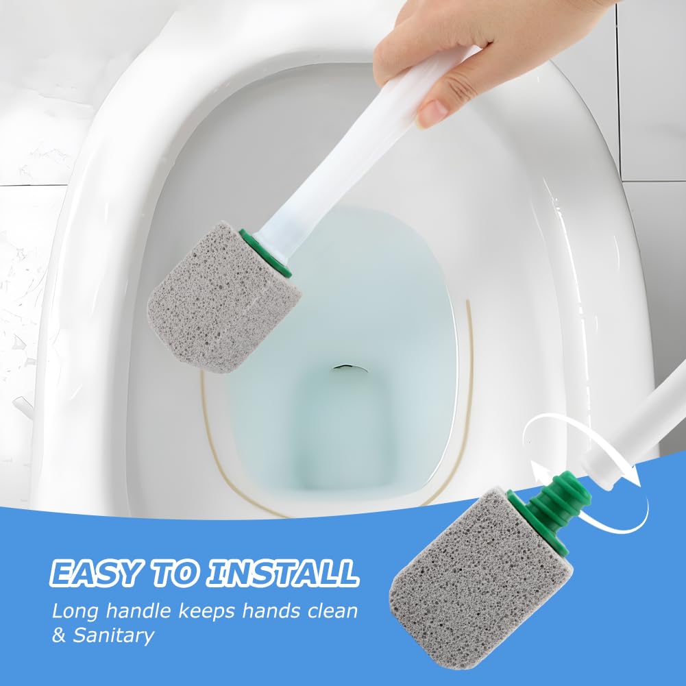 CALIDAKA 10 piezas de piedra pómez de inodoro con mango largo limpiador de inodoros, varita, repuesto de varita pómez, bloque de piedra pómez, herramienta de limpieza profunda para piscina, baño,