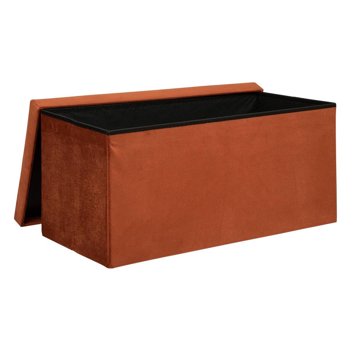 Atmosphera - Banco Plegable con almacenaje Lilou en Terciopelo ámbar, 76 x 38 x 38 cm - para salón, Dormitorio y cabecera de Cama