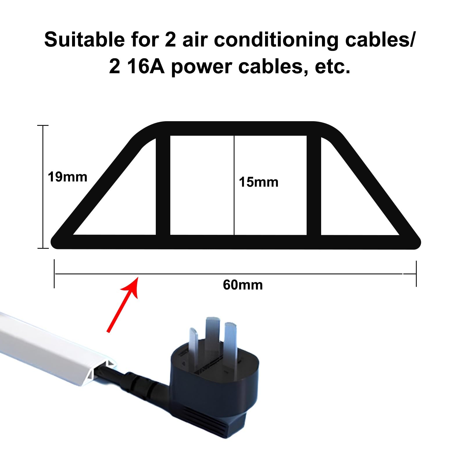 Canalina Passacavi Adesiva, Cable Management, Coperture for Cavi for Cavi sul Pavimento, Copertura for Cavi in ​​PVC Morbido Autoadesivo for Casa, Ufficio, Palestra, Ristorante