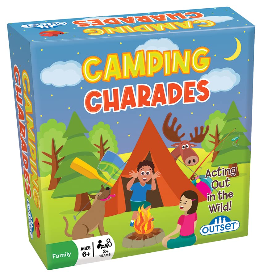 Camping Charades – Juego familiar divertido para representar al aire libre – Contiene 110 cartas para 2 o más equipos, desde 6 años miniatura 1