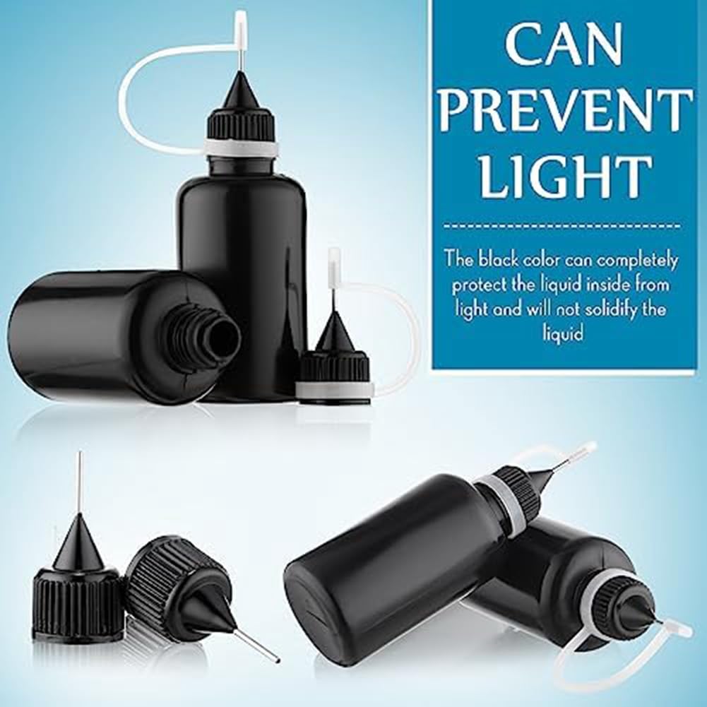 100 PCS 30 Ml / 1 Oz Bouteille de Colle à Pointe D'Aiguille Noire pour Encre à Alcool DIY Artisanat Acrylique