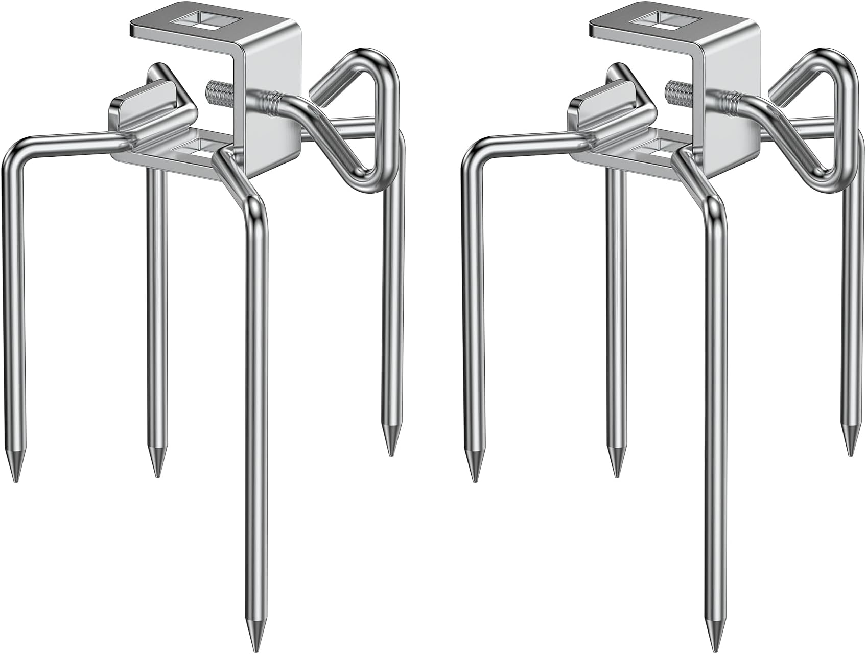 Onlyfire 6102 Stainless Steel Grill Rotisserie Forks(1-Pair)-Fits for Weber 3/8" and 5/16" Square Spit Rods