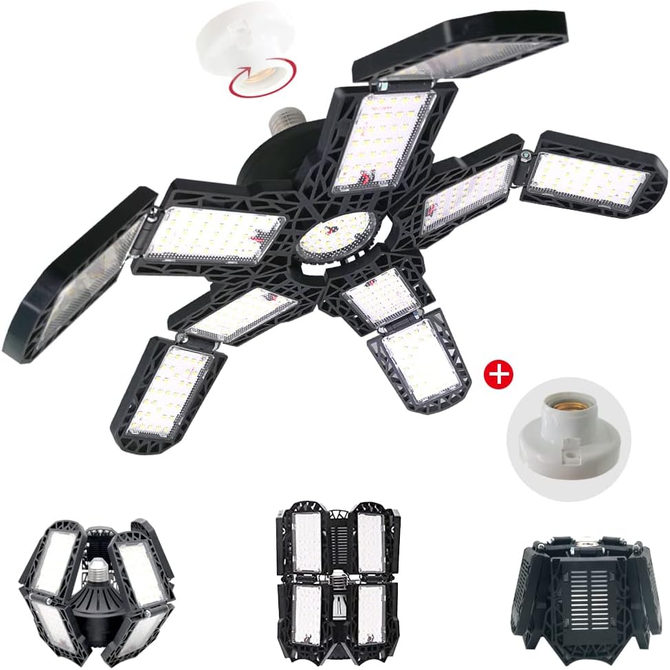 Garage Light, 180W LED Garage Light E26/E27, 18000LM Garage Lights Ceiling LED with 10+1