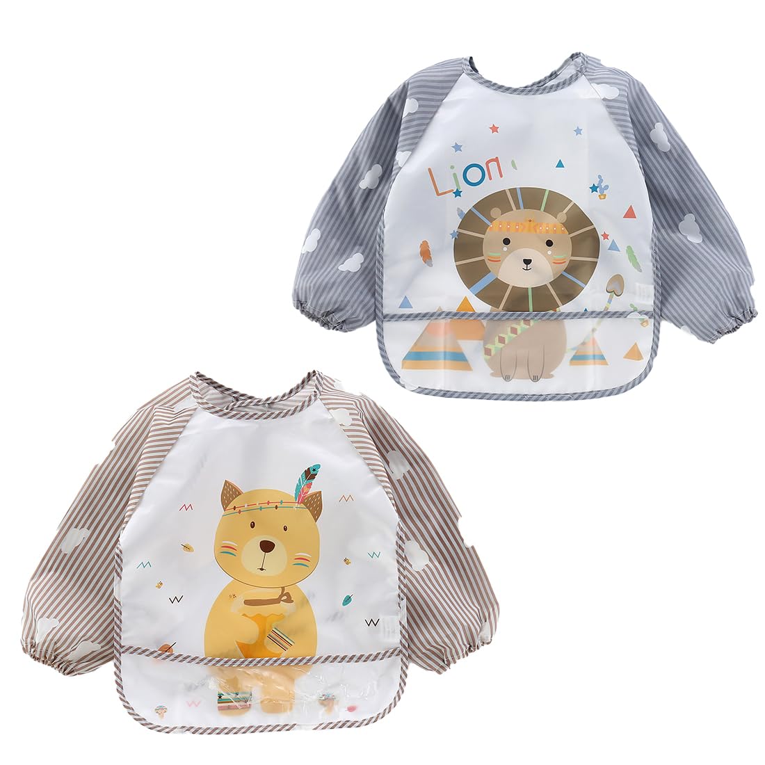 OUDQFCJ 2pcs Wasserdicht Babylätzchen Ärmellätzchen abwaschbar Latz Nässeschutz