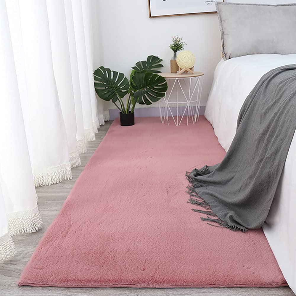 Tapis de zone shag rouge pour chambre | Tapis d'accent épais antidérapant doux pour pieds nus