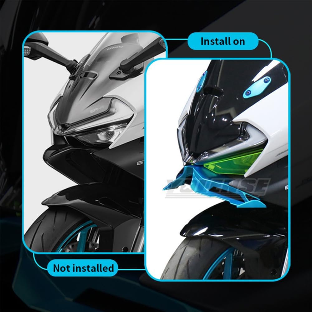 ALmart Motorcycle Aerodynamic Winglets, Modified Front Beak Wing, Fairing Extension, Fit for CFMOTO 675SR-R 675SS (Azure)