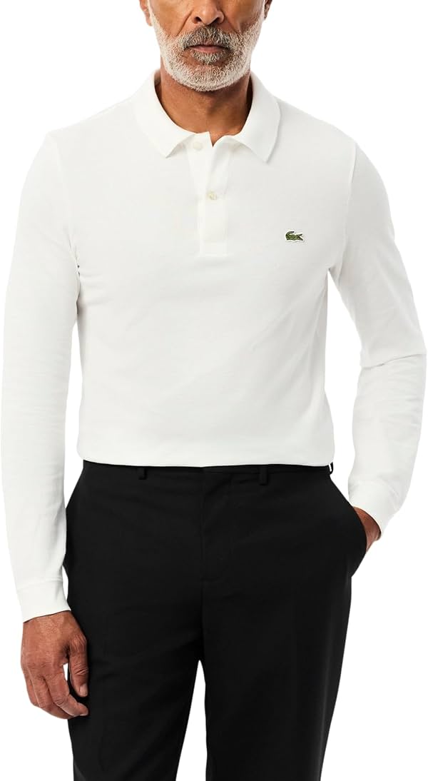 Polo Lacoste para hombre, corte entallado, modelo L.12.12, manga larga