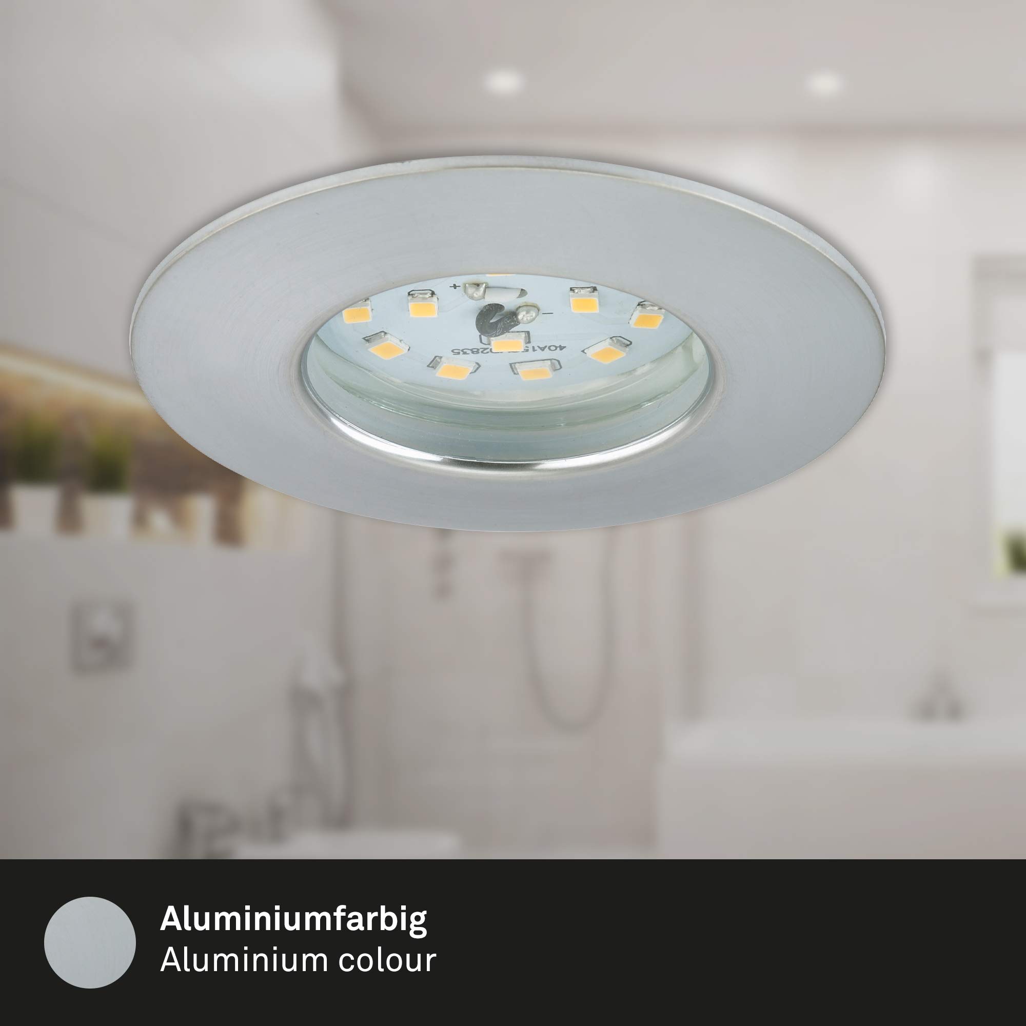 Briloner Leuchten Luminaires encastrés LED lot de 3 plafonniers 5W 400lm 3000K IP44 aluminium 75x28mm