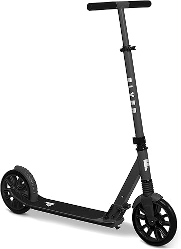 Flyer Kickstart Max, Kick Scooter, manubrio ajustable y plegable, scooter negro de más de 8 años y hasta 220 libras