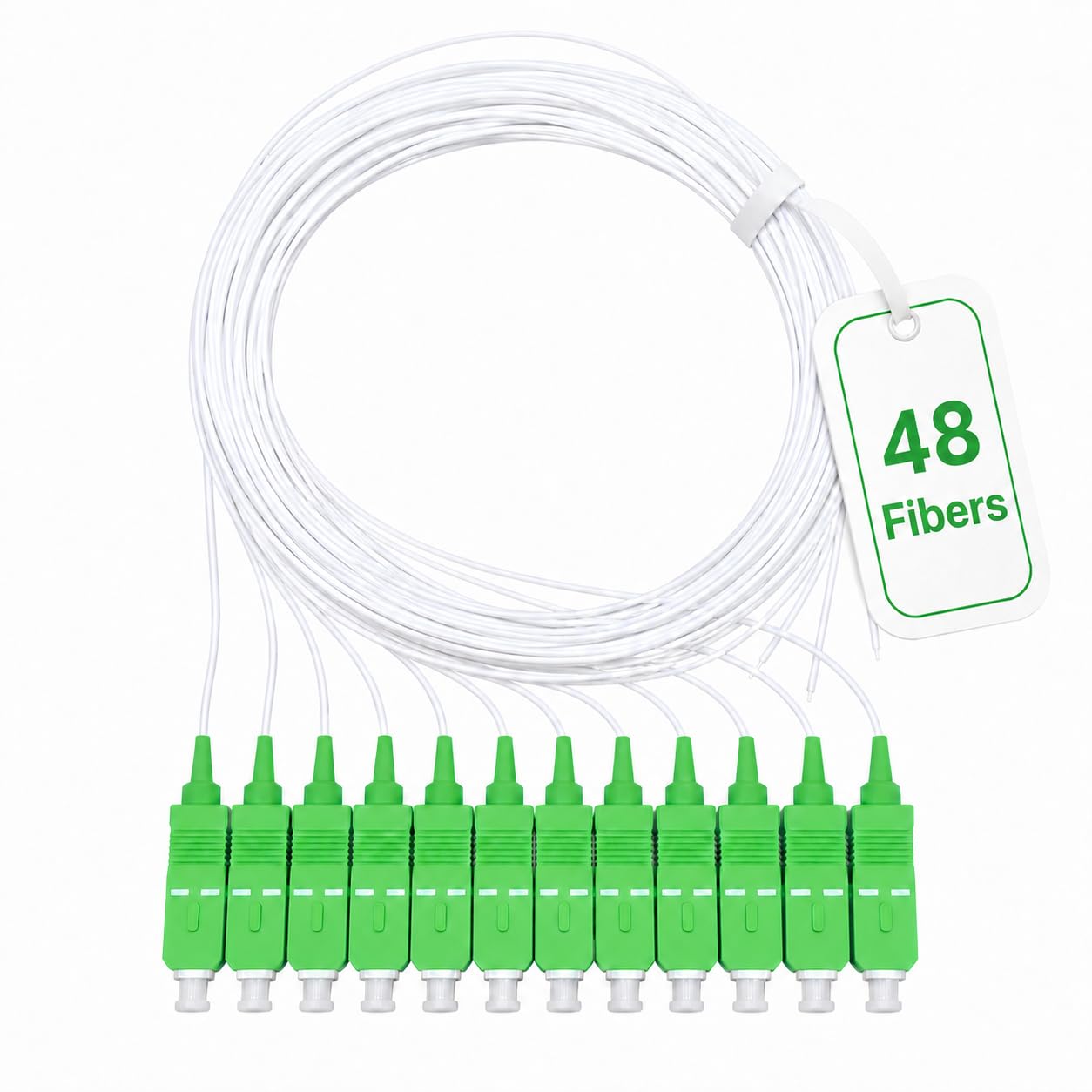 Elfcam - Pigtail in fibra ottica SC/APC monomodale Simplex 9/125um OS2 0,9 mm 1 metro (confezione da 48, bianco)