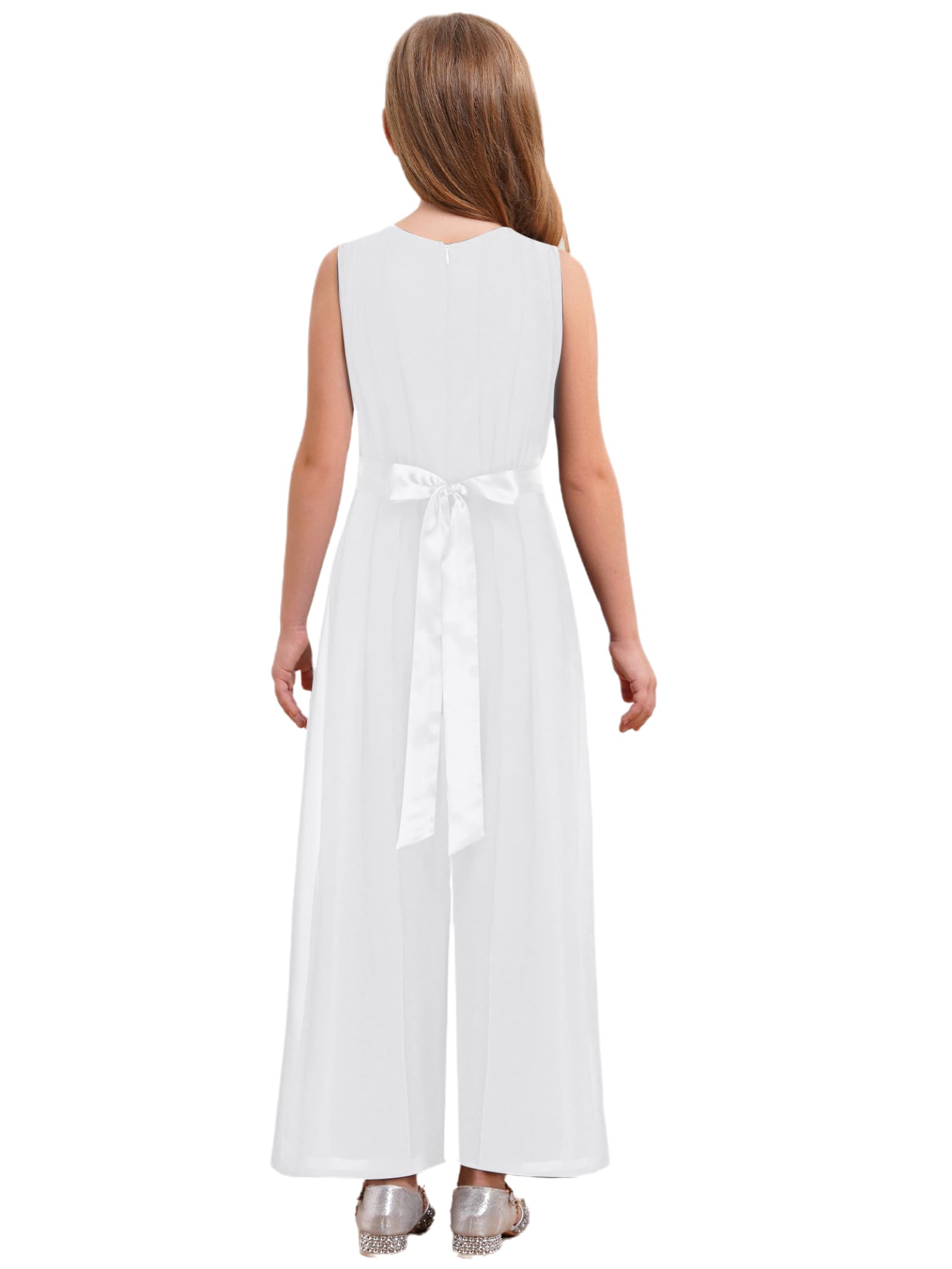 Jugaoge Princesse Combinaison Élégante Pour Filles Taille Haute Jumpsuit Overall Sans Manches Haut Court Et Pantalon Long Jambe Large