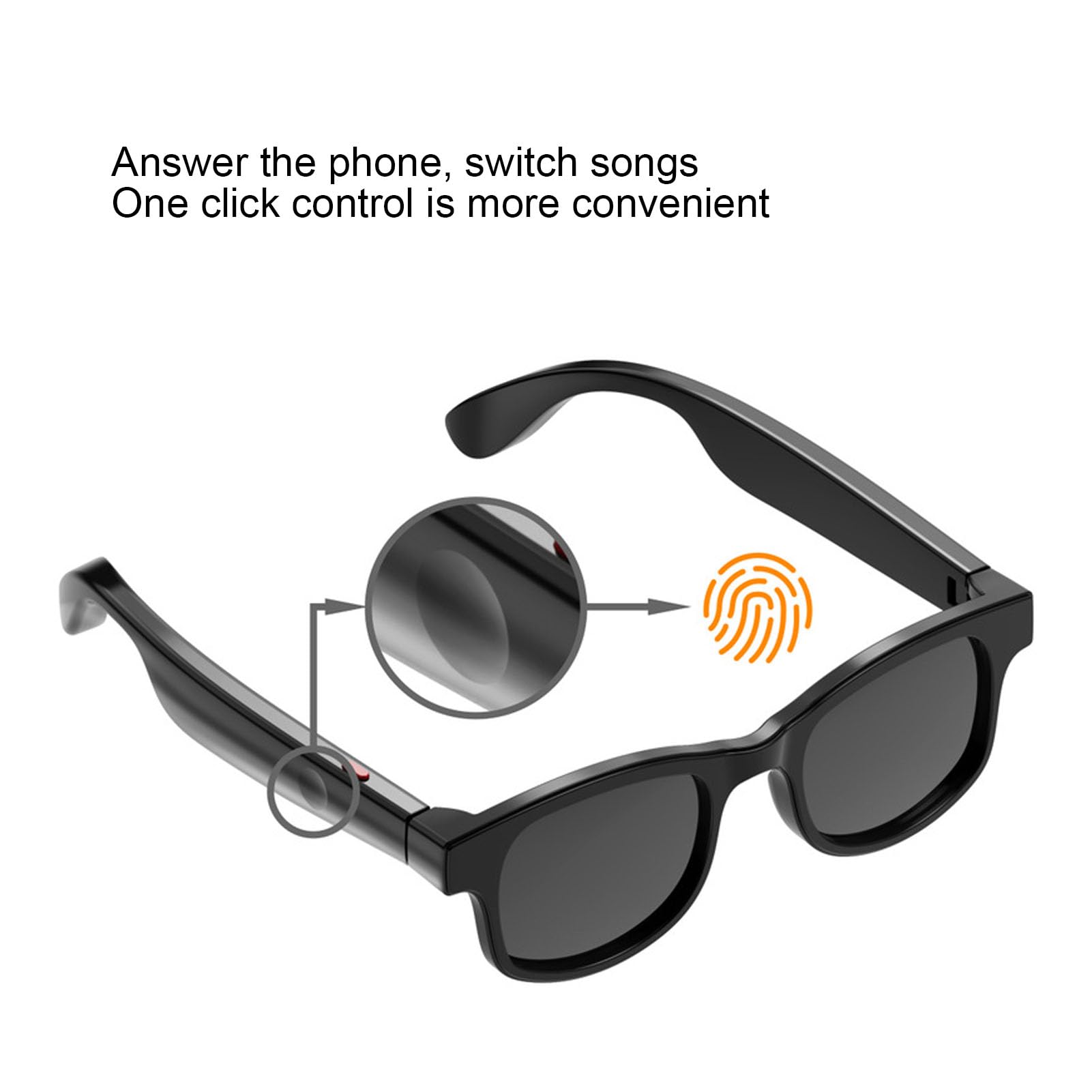 Goshyda Occhiali Intelligenti con Altoparlanti Doppi, Occhiali da Sole Bluetooth, Niente Chiamate e Audio, Assistente Vocale e Telecamera Remota, per Uomini e Donne