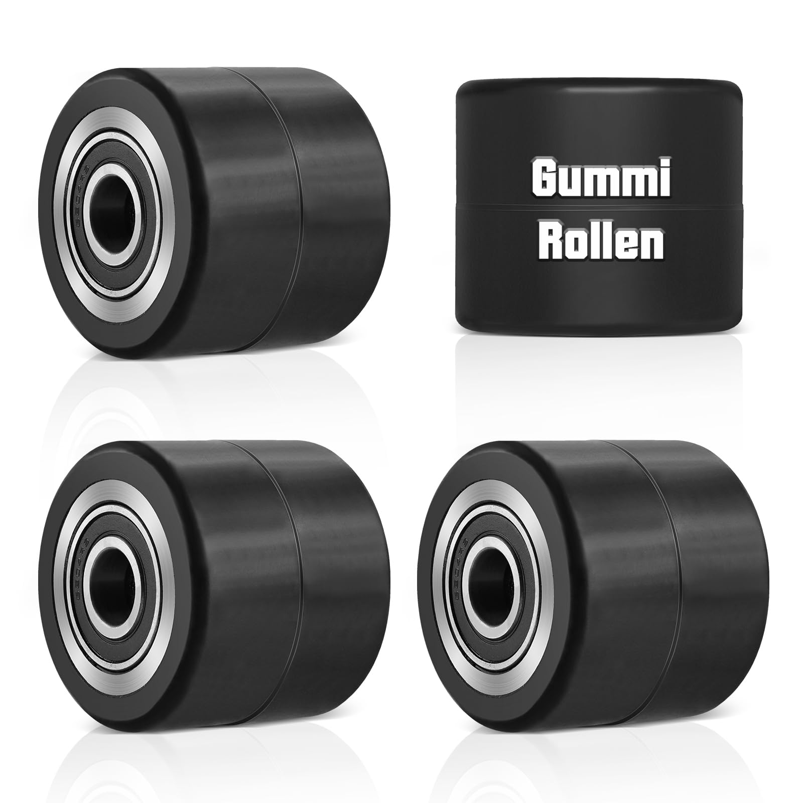 Lot de 4 roulettes en caoutchouc 80 x 70 mm, axe 20 mm avec roulement à billes pour transpalette, charge maximale : 600 kg