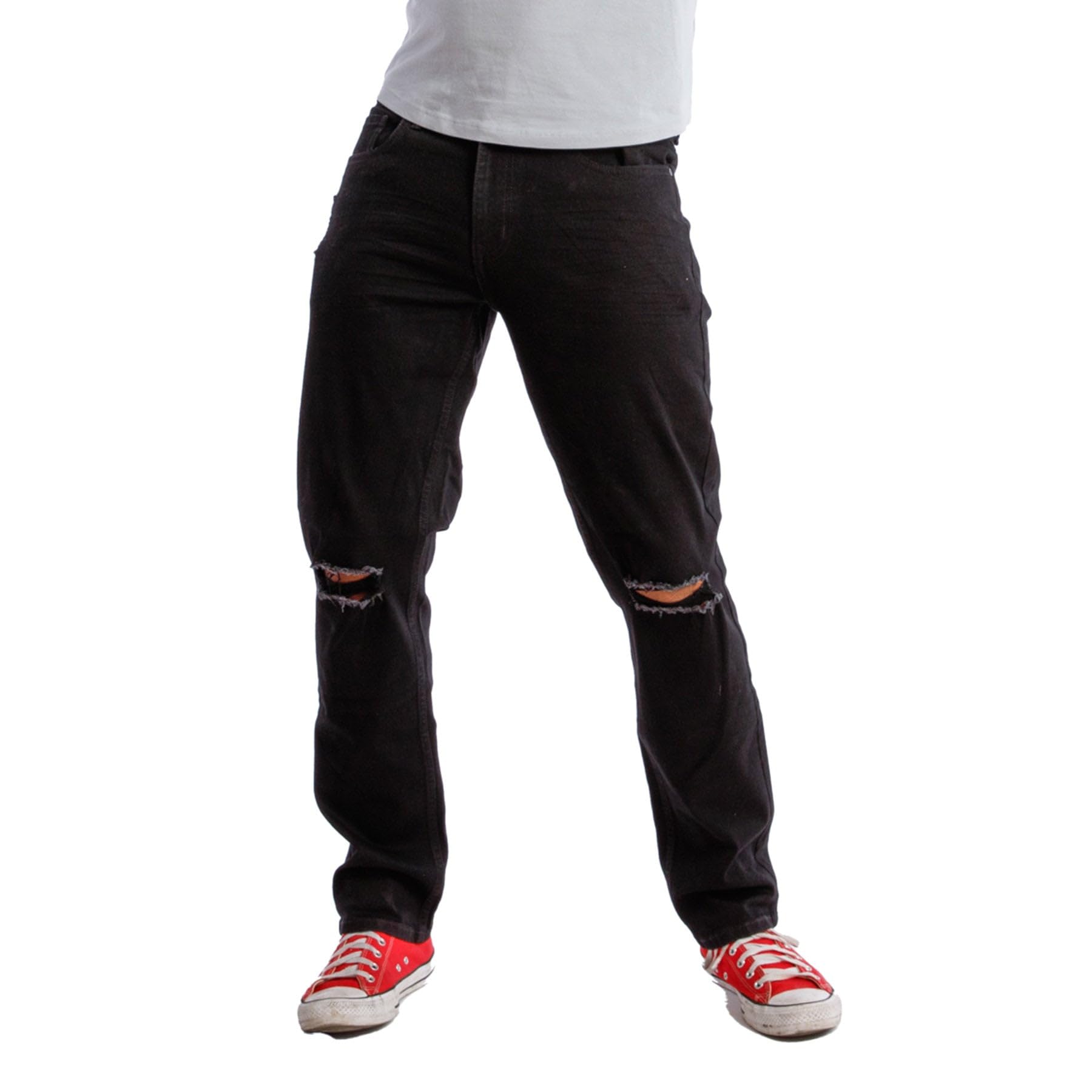 The Perfect Jean TPJ Mens Athletic Fit Jeans OG Stretch (Slash - Black (Ripped), 29x30)