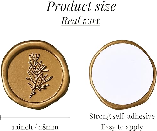 Miniatura 3 de UNIQOOO Calcomanías de sello de cera, calcomanías de sello de invitación de boda de romero, 100 calcomanías autoadhesivas de color gris pardo,