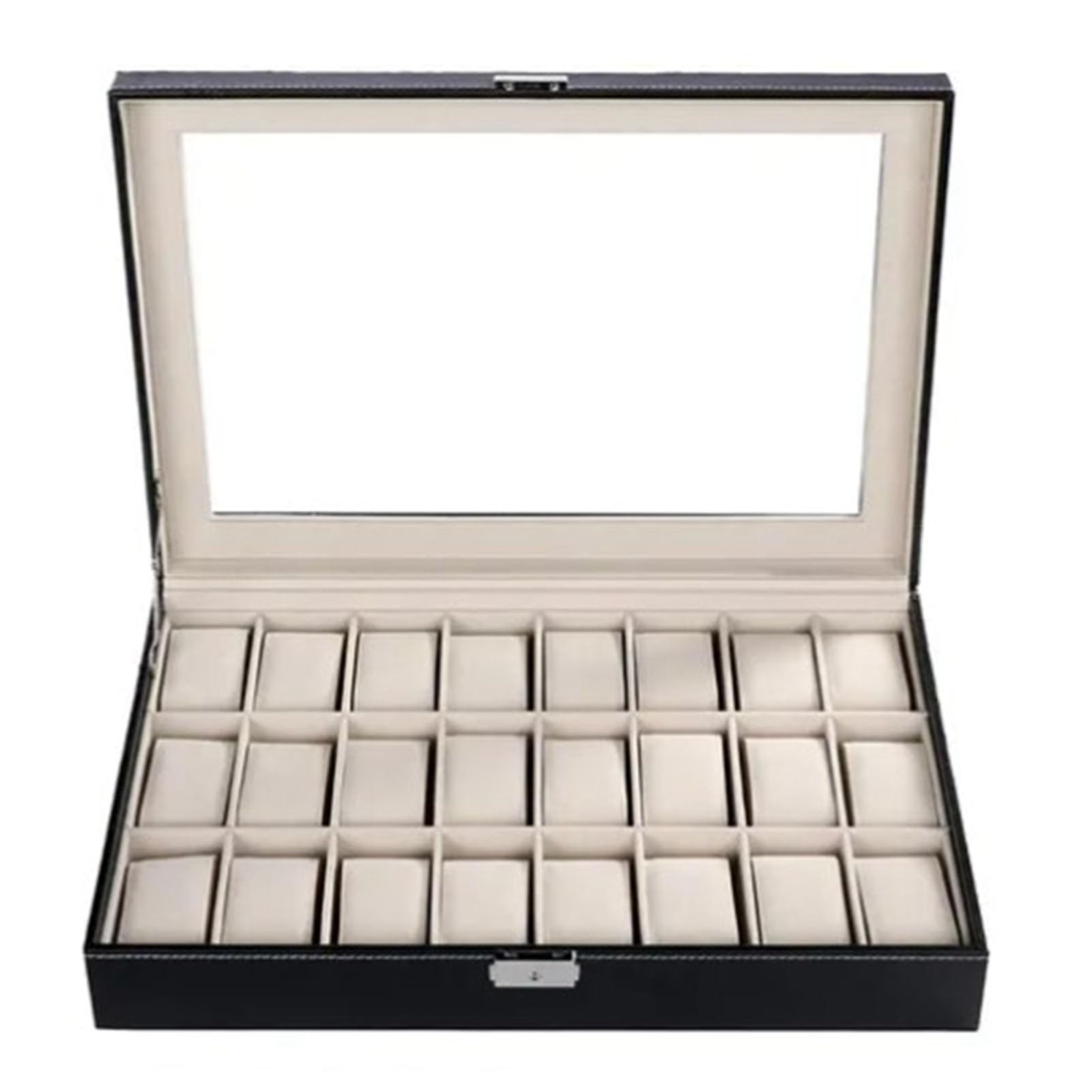 Etui do Przechowywania Zegarków Wodoodporne 24 Miejsca Duża pojemność Organizer na Zegarki Pudełko na Prezent Stylowy Wygląd PU Skóra 16,9 X 11,4 X 3,5 Cala