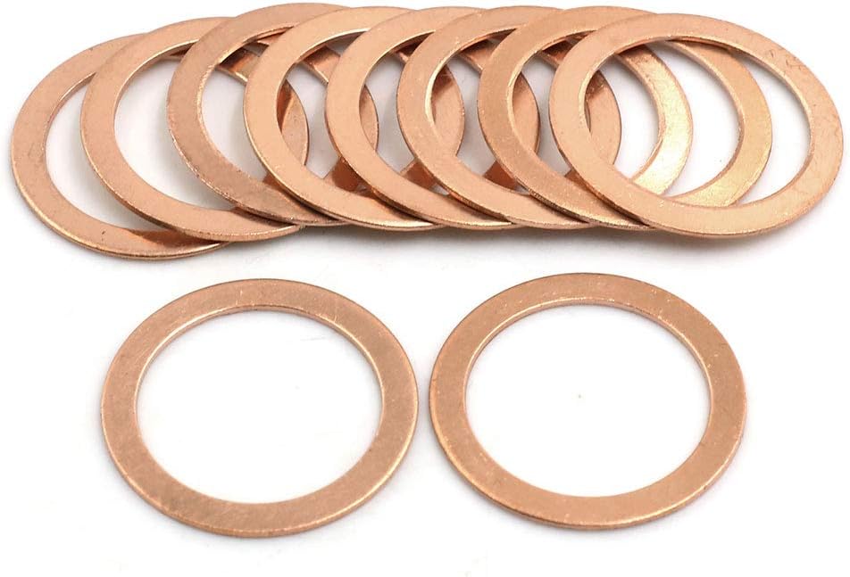 X AUTOHAUX 10 Pcs 26mm Inner Dia Copper Washers Flat Sealing Gasket Rings, 34mm / 1.34 inches - Image 3