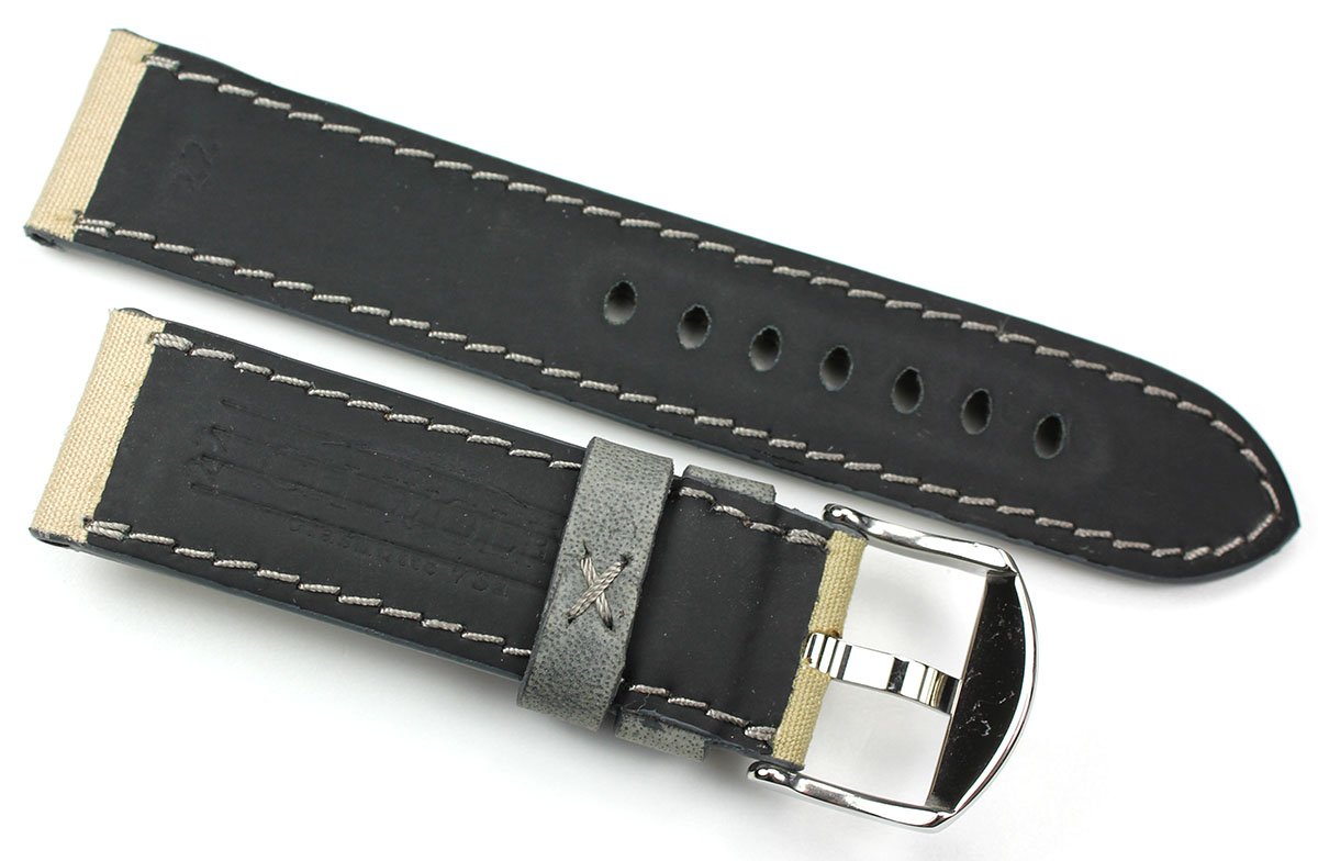 RIOS1931 - Cinturino per orologio in pelle e tela, fatto a mano, 22/20 mm, stile retrò, stile militare, per sub