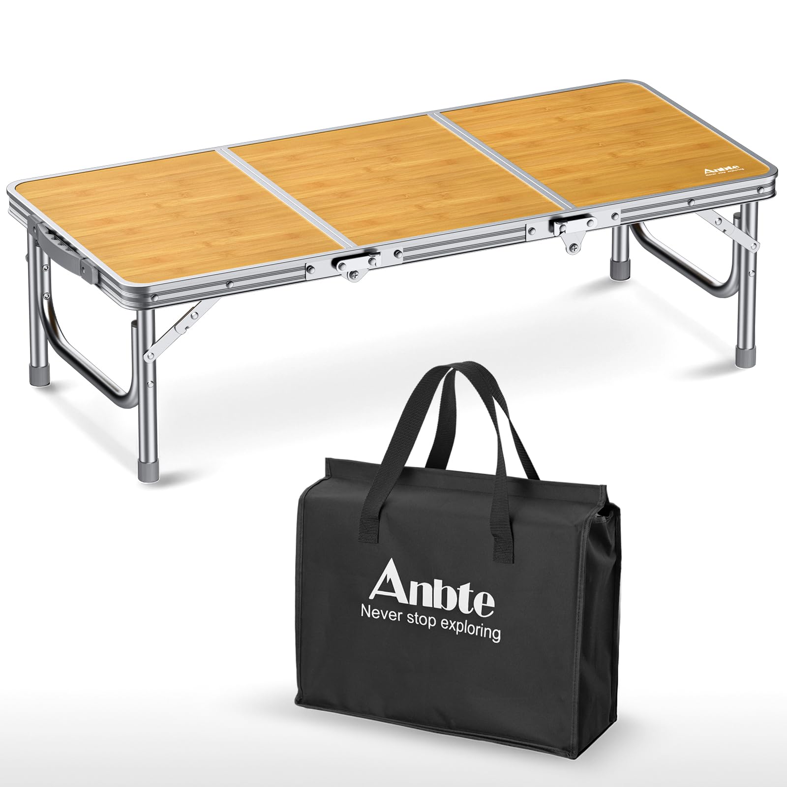 Photo 1 of Anbte 34.2" x 15.7" Small Low Folding Picnic Table, 10.3" Height, Yellow