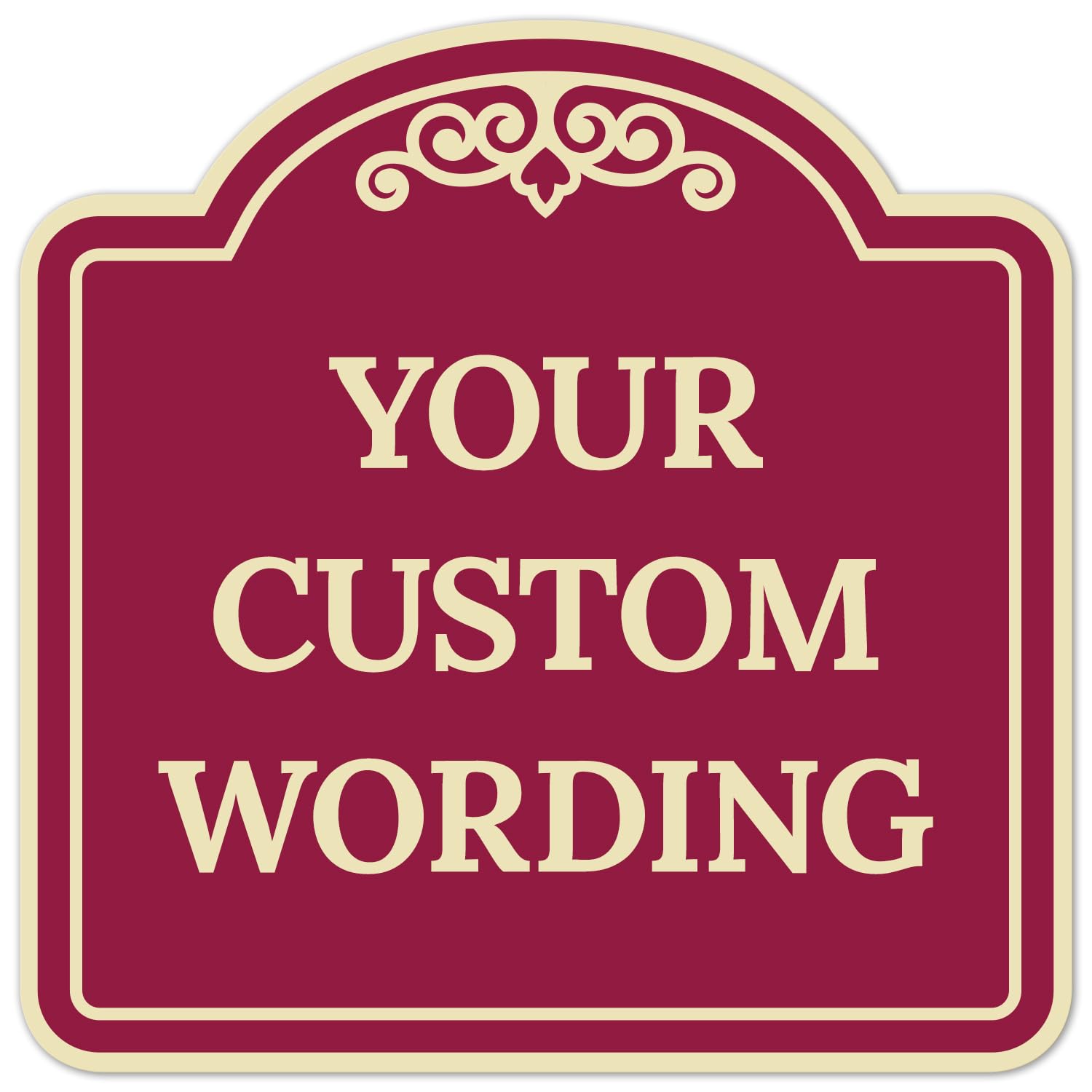 Custom Decorative Sign, Personalized Metal Sign for Business, Driveway, Home, Airbnb, Office Door Plaque,Burgundy Background Sign, 12x12 Inches, ACM,