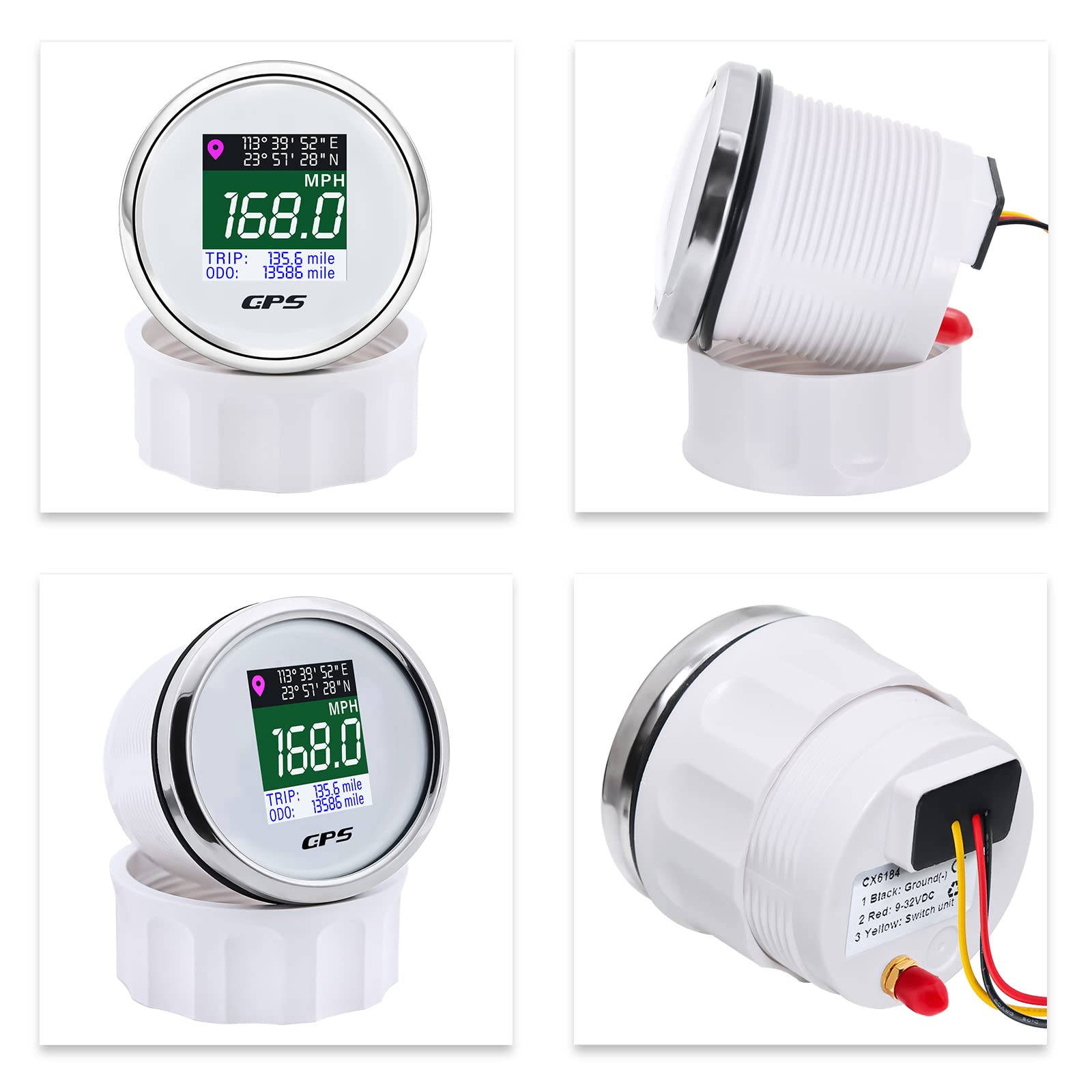 Tachimetro GPS da 52 mm, contachilometri digitale, impermeabile, MPH Km/h, nodo regolabile, per auto, barca, moto, camion