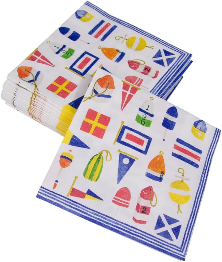 Caspari Nantucket Paper Cocktail Napkins - 20 Per Box