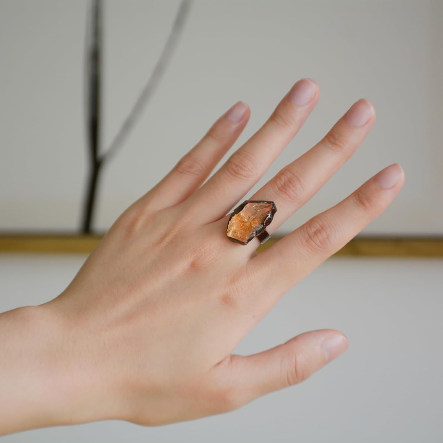 Raw Citrine Ring, Natural Citrine Crystal Ring for Women, Handmade Adjustable Bronze Crystal Ring for Citrine Jewelry, November Birthstone Ring for Her. - Image 6