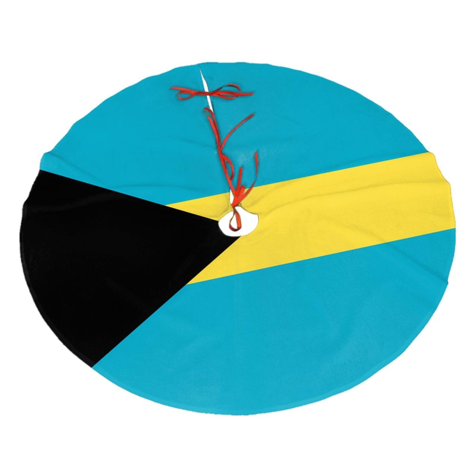 Flag of The Bahamas Printed Christmas Tree Skirt Christmas Plush Tree Skirt 36 inches (about91 cm) ChristmasIndoor and Outdoor