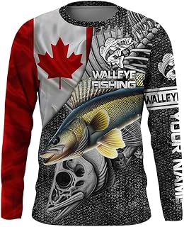Personalized Canadian Flag Walleye Fishing Custom Long Sleeve Performance Fishing Shirts - Walleye Fishing Jerseys FN3530